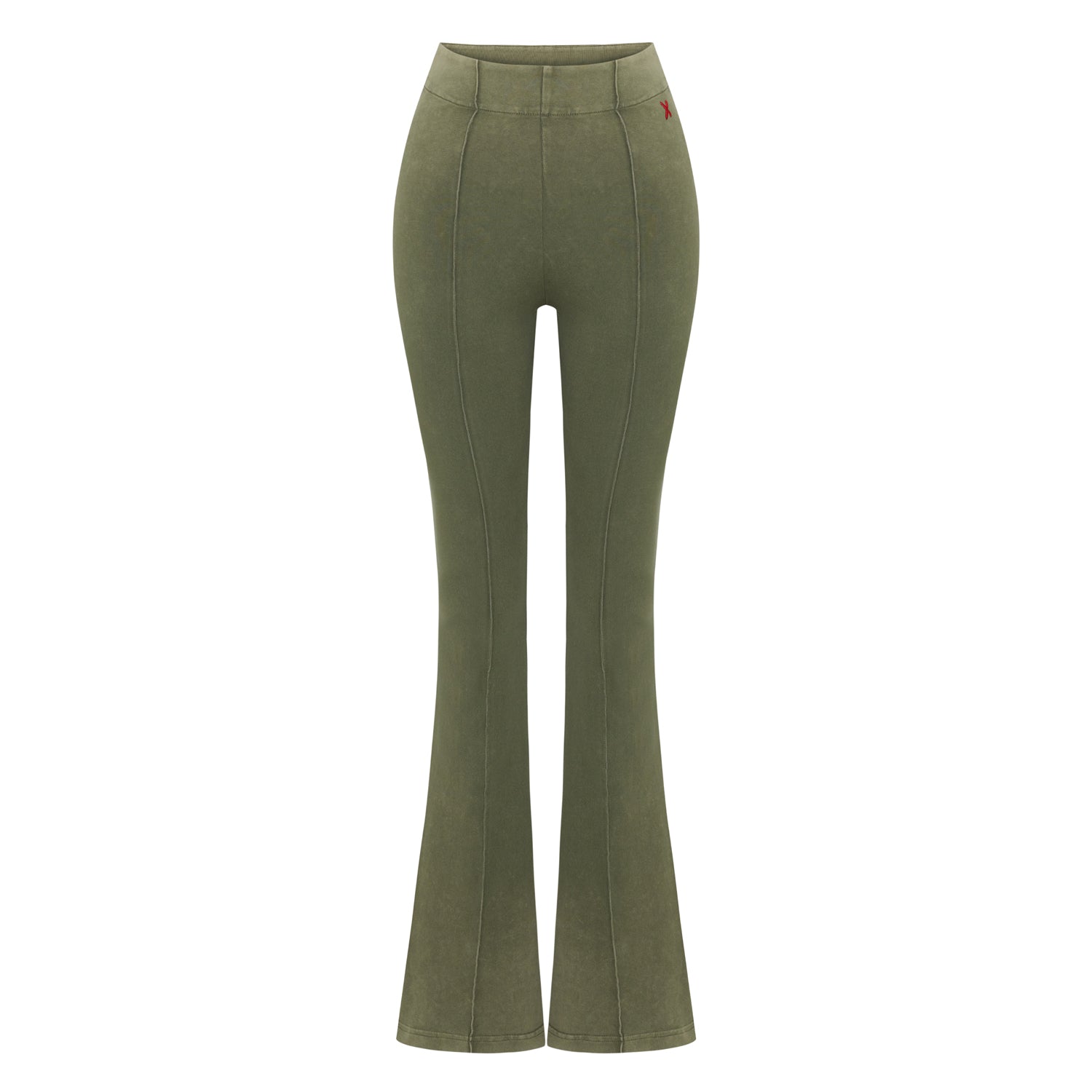 Cotton Acid Washed Flare Sweatpant - Covert Green